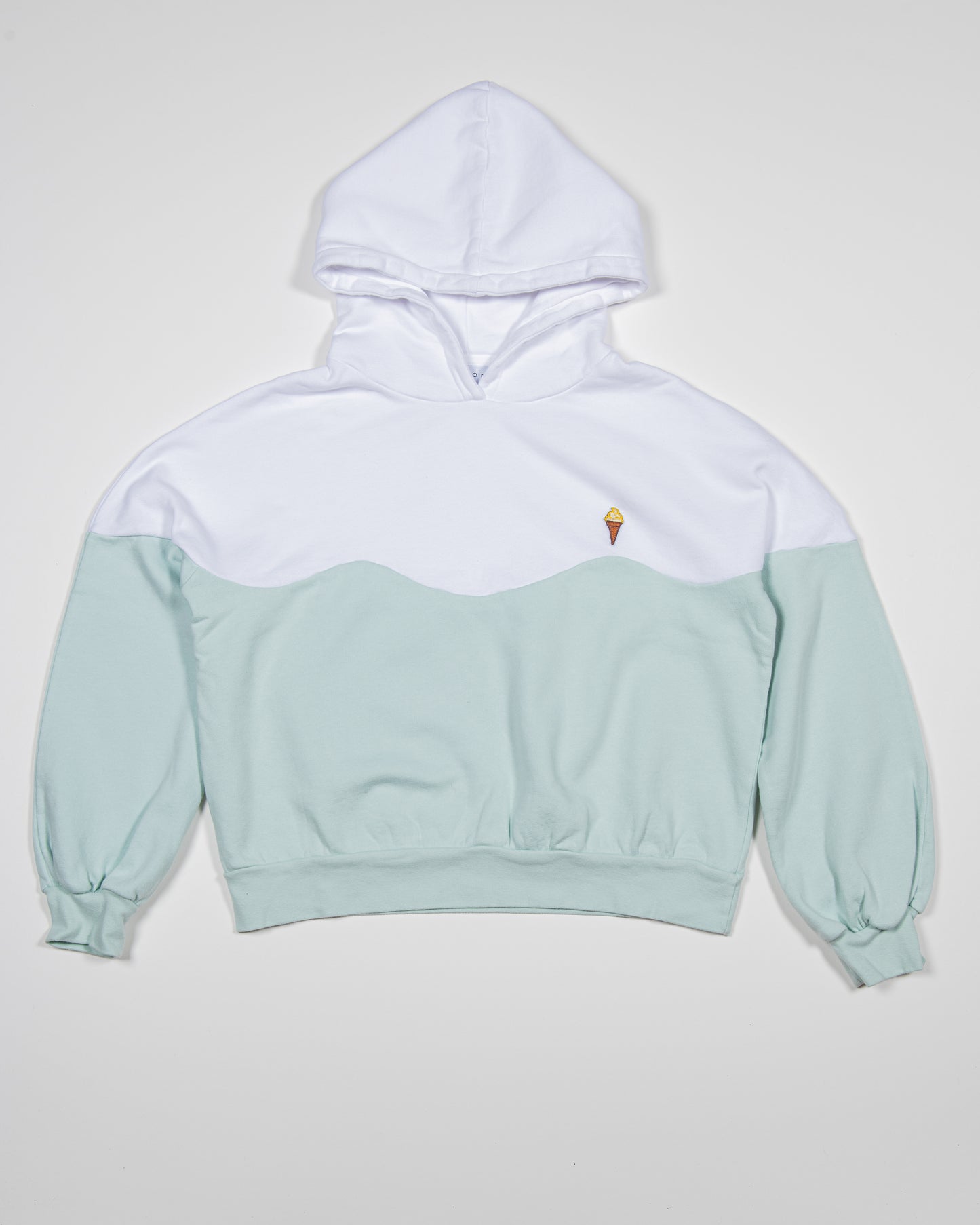 Sweat à capuche Coton Bio BICOLOR Femme - Vert menthe