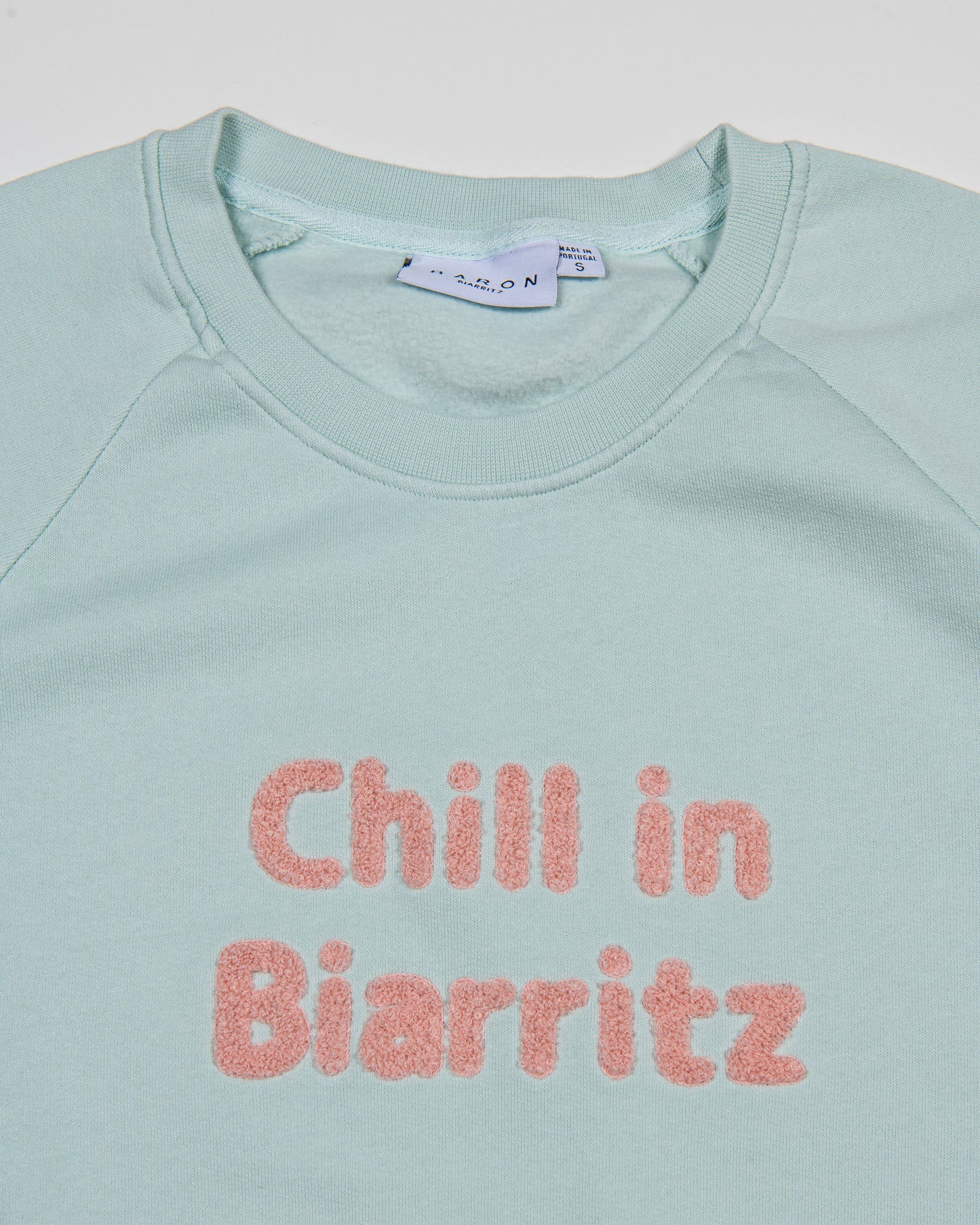 Sweat Crew Femme Coton Bio CHILL IN BIARRITZ - Vert menthe