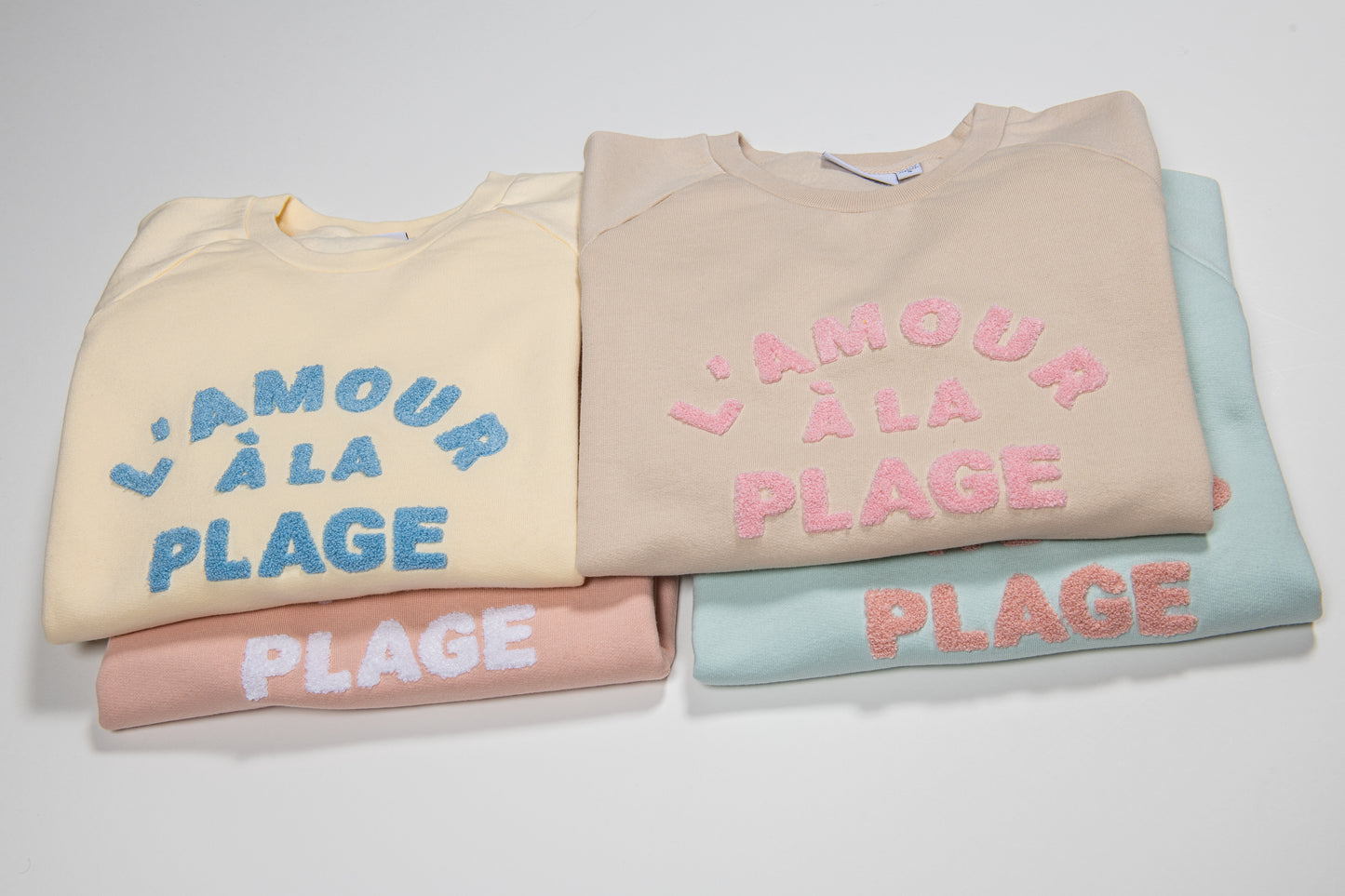 Sweat Femme Coton Bio L'AMOUR A LA PLAGE - Beige crème