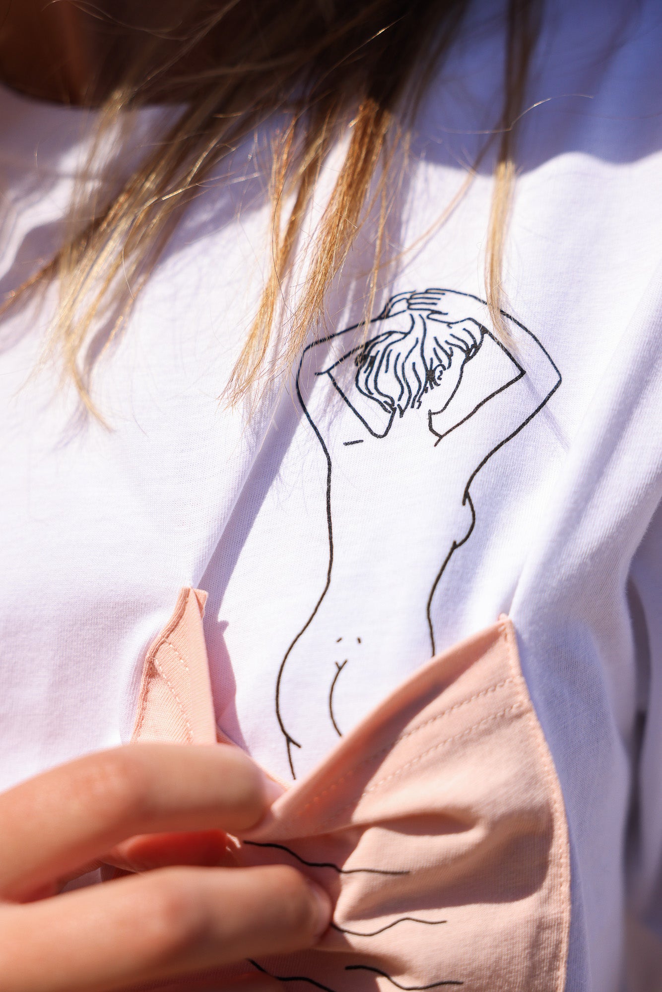 Tee-shirt Coton Bio BAIN DE MINUIT - Rose pastel