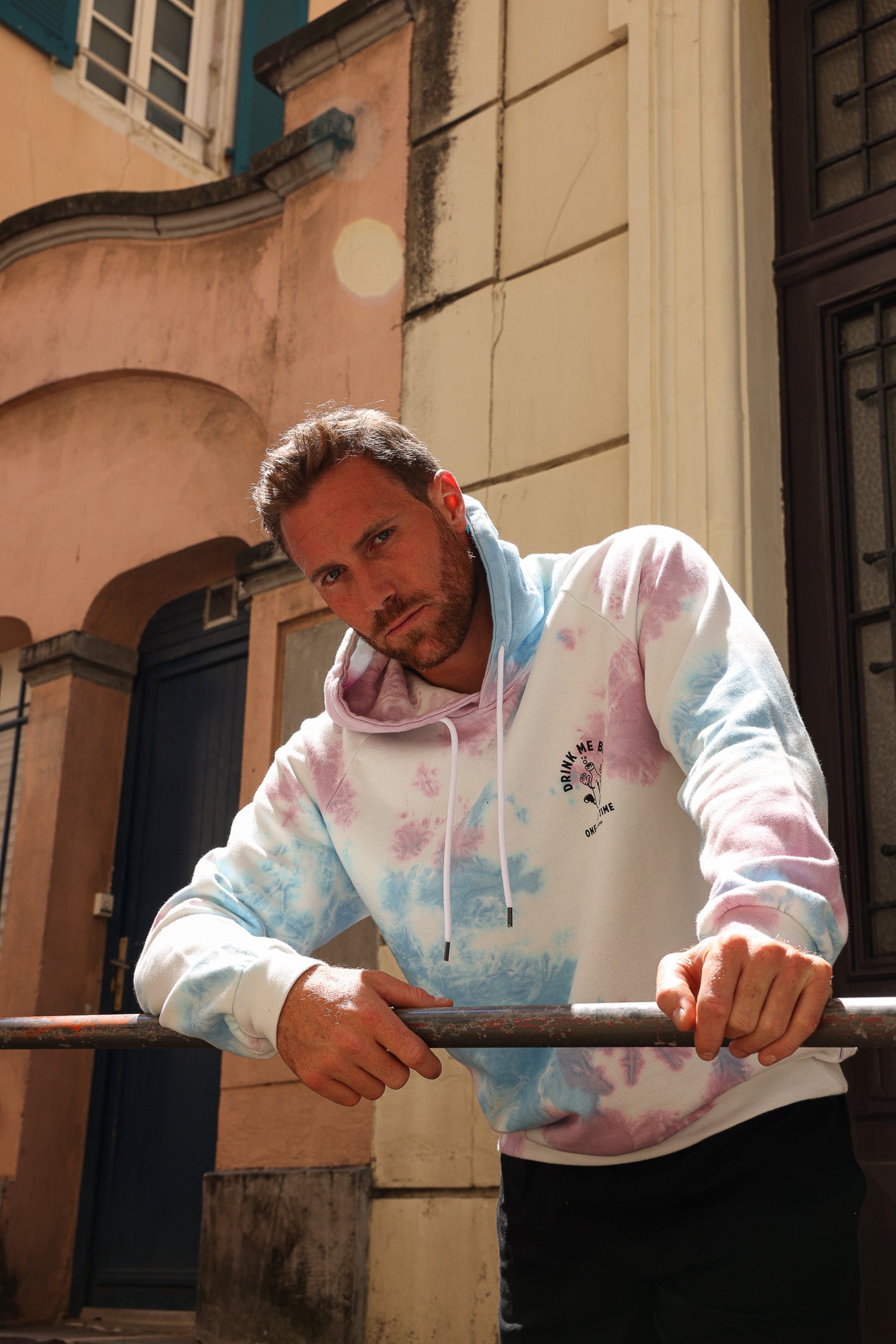 Sweat à capuche Coton Bio DRINK ME - Tie and Dye