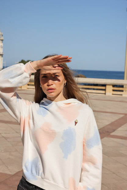 BARON CLOTHING Sweat à capuche Femme Tie and Dye Pastel