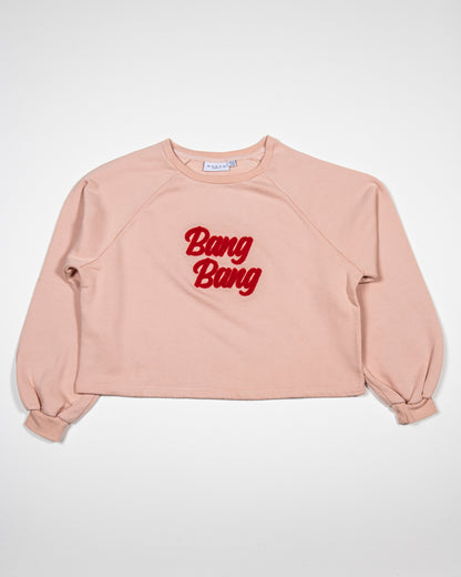 Sweat Crop top Coton Bio BANG BANG - Rose pastel