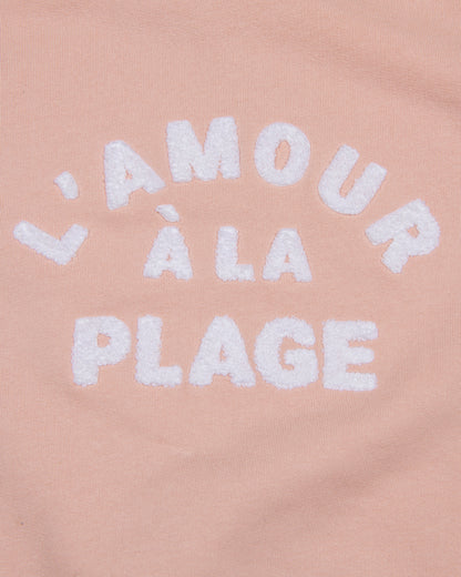Sweat Femme Coton Bio L'AMOUR A LA PLAGE -  Rose pastel